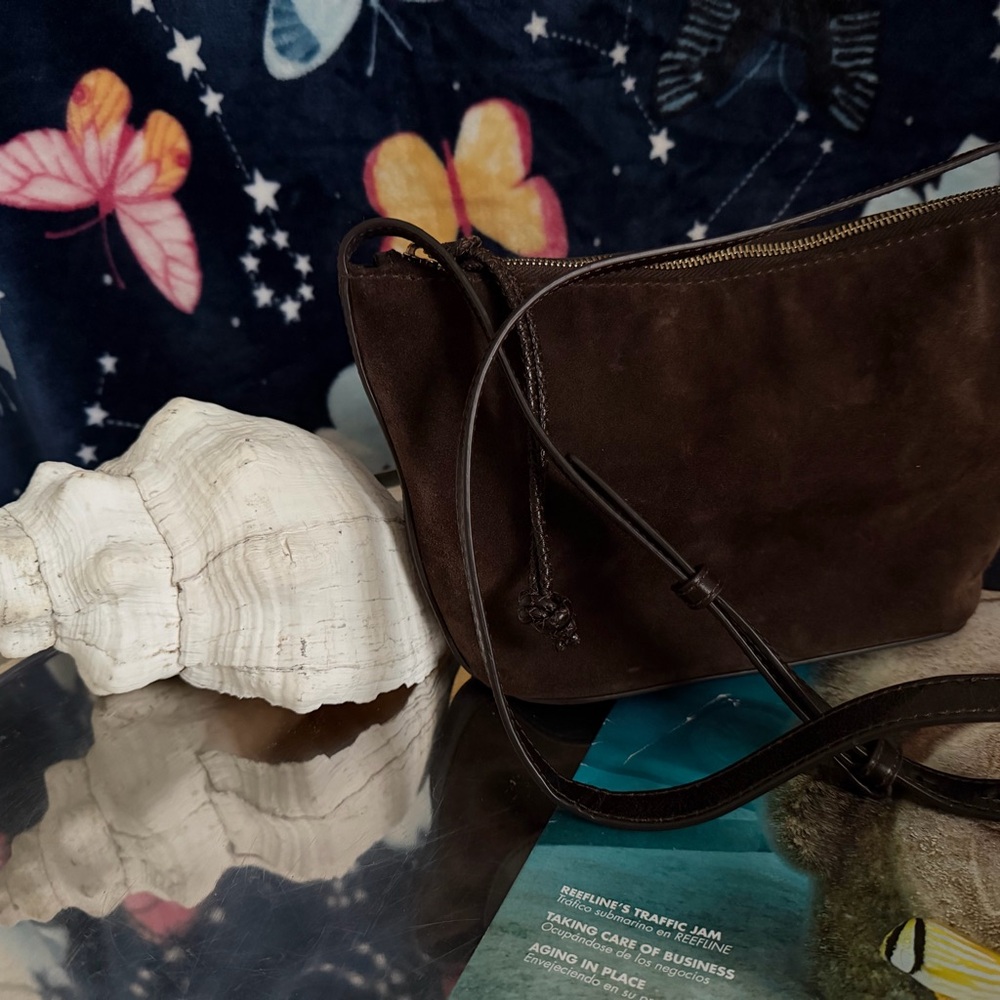 Zara Dark Brown Suede Shoulder Bag